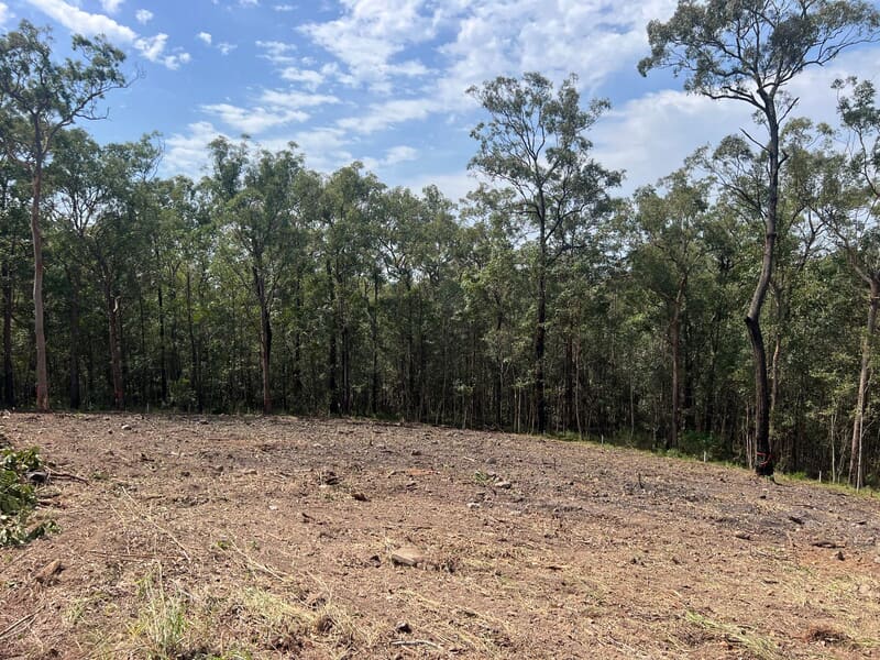 Finished Browns Plains pad looking toward the retained bush edge