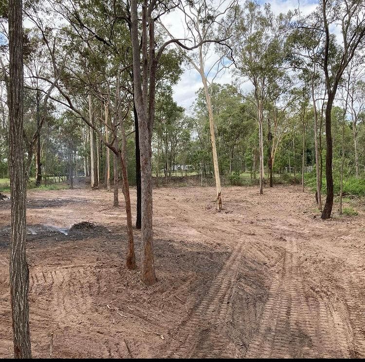 Machine tracks across the finished underscrubbed ground